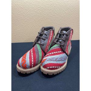 Vintage Handmade Turkish Rug Carpet Boots Wool Rug Shoes Boots Booties Size 39